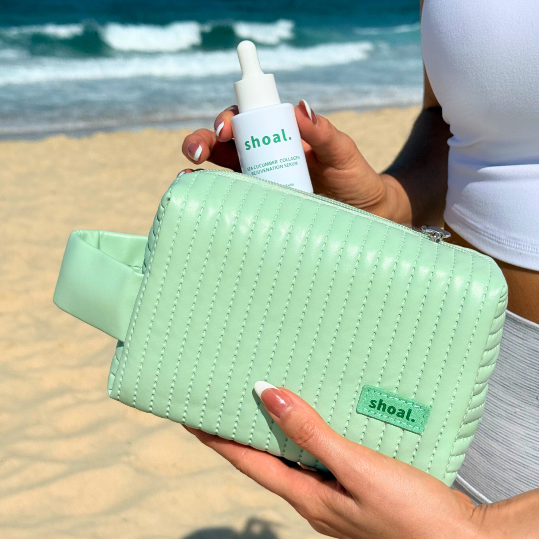 Shoal Quilted Cosmetic Pouch in Soft PU Leather