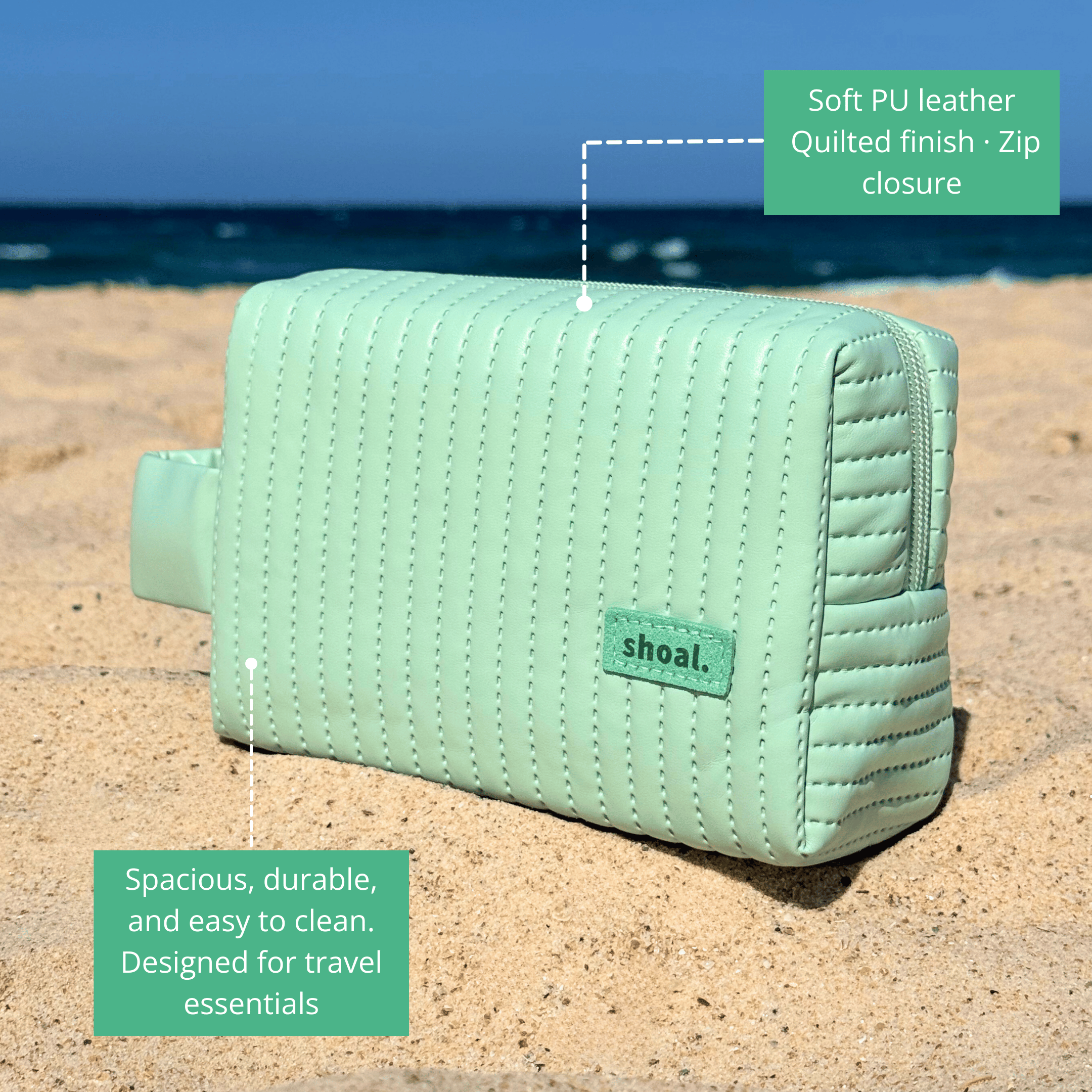 Shoal Quilted Cosmetic Pouch in Soft PU Leather